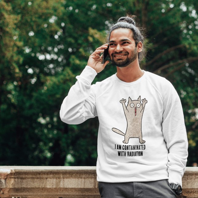 Funny 'I Am Contaminated with Radiation' Cat Meme  T-Shirt (Funny 'I Am Contaminated with Radiation' Cat Meme T-Shirt)