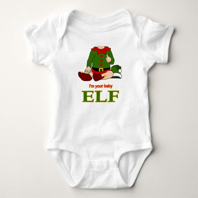 Funny I Am Your Baby Elf Bodysuit (Front)