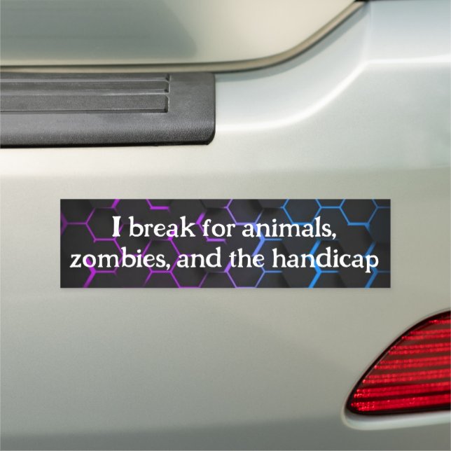 Funny I Break For Animals Bumper Car Magnet (In Situ)