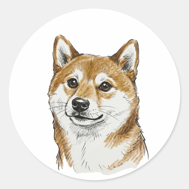 Funny "I Chews You" Shiba Inu Valentine's Day Art Classic Round Sticker (Front)