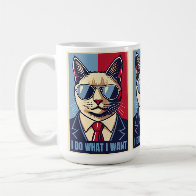Funny I Do What I Want Cat Lover Cool Meme Retro  Coffee Mug (Left)