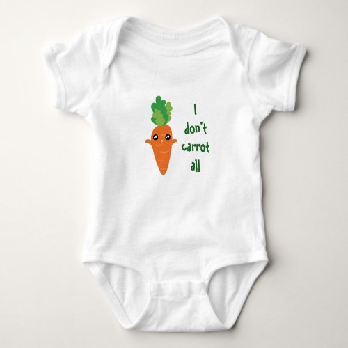 Funny I dont Carrot All Food Pun Cartoon Unisex Baby Bodysuit