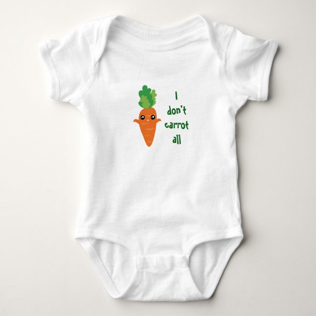Funny I don't Carrot All Food Pun Cartoon Unisex Baby Bodysuit (Front)
