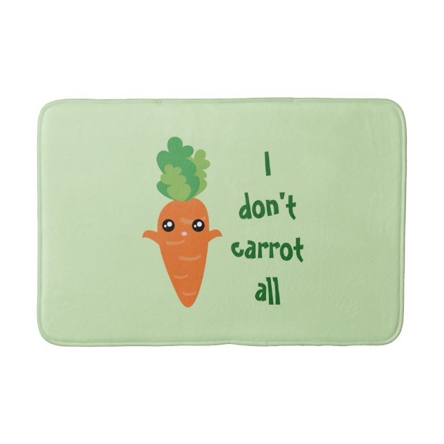 Funny I don't Carrot All Food Pun Humor Cartoon Bathroom Mat (Front)