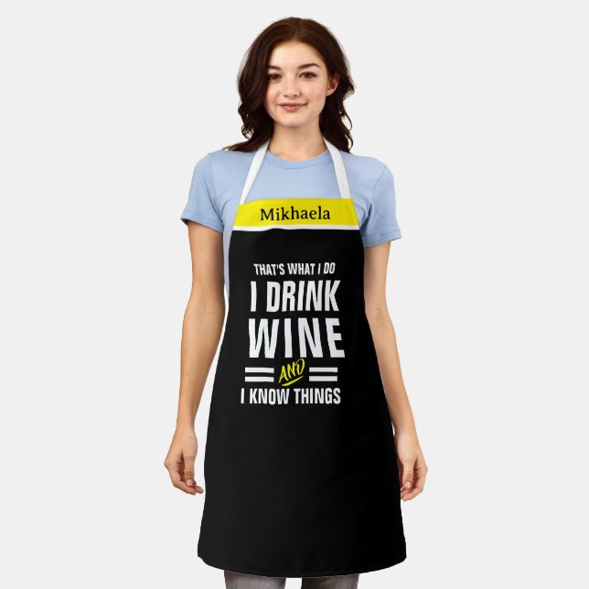 Funny I Drink Wine Chef Apron Thats What I Do (Worn)