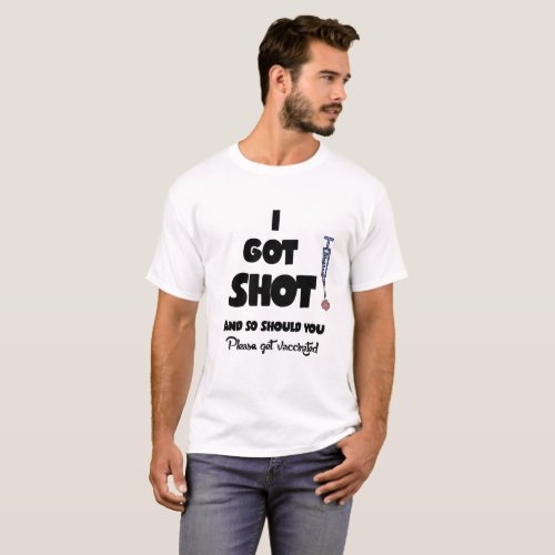 Funny I Got Shot Vaccination Covid19 Cartoon T_Shirt