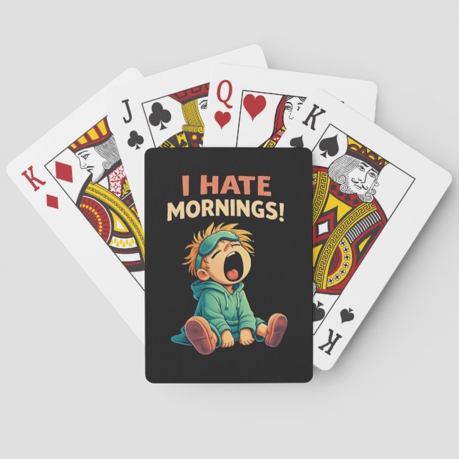 Funny I Hate Mornings Sleepy Poker Cards (Back)