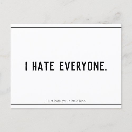 Funny I Hate You Valentines Postcard