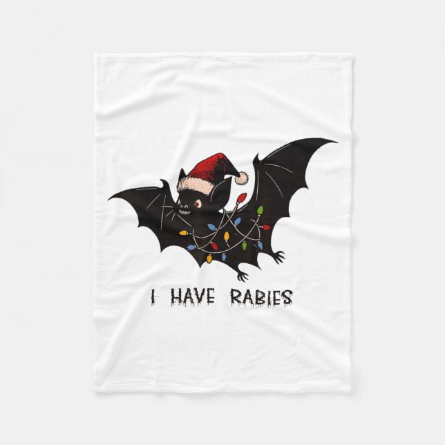 Funny I Have Rabies Christmas Bat Matching Holiday Fleece Blanket (Front)