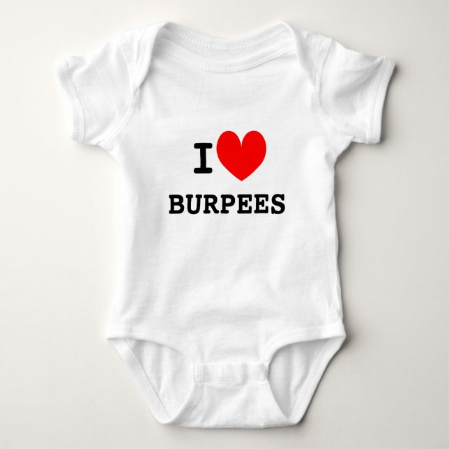 Funny I heart burpees infant bodysuit | Kids humor (Front)