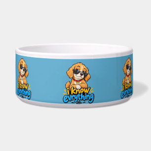 Funny "I Know Everything" Sassy Dog Sunglasses Bowl