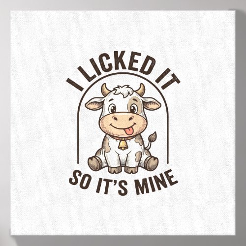 Funny I Licked It Cow Vintage Farm Shirt Design_1 Canvas Photo Tile