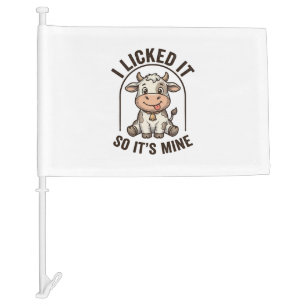 Funny I Licked It Cow Vintage Farm Shirt Design_1 Car Flag