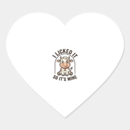 Funny I Licked It Cow Vintage Farm Shirt Design_1 Heart Sticker