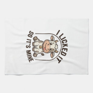 Funny I Licked It Cow Vintage Farm Shirt Design_1 Kitchen Towel