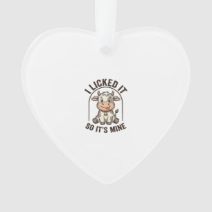 Funny I Licked It Cow Vintage Farm Shirt Design_1 Ornament
