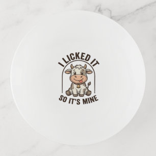 Funny I Licked It Cow Vintage Farm Shirt Design_1 Trinket Tray