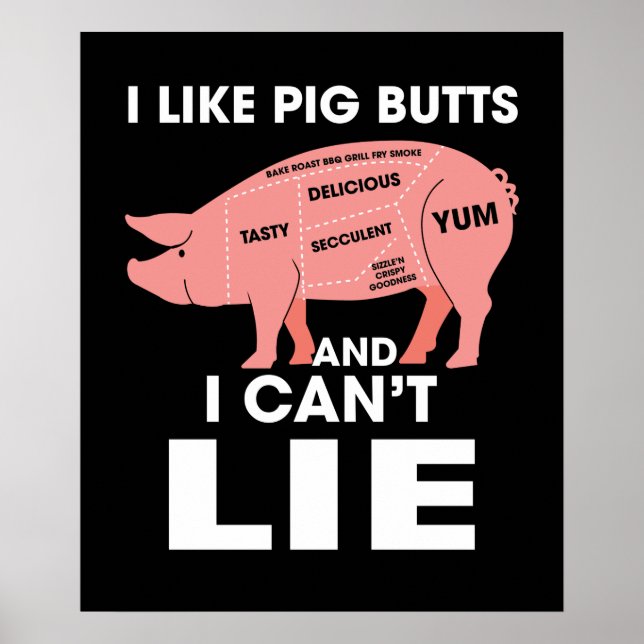 Funny I Like Pig Butts And I Can Not Lie Poster (Front)