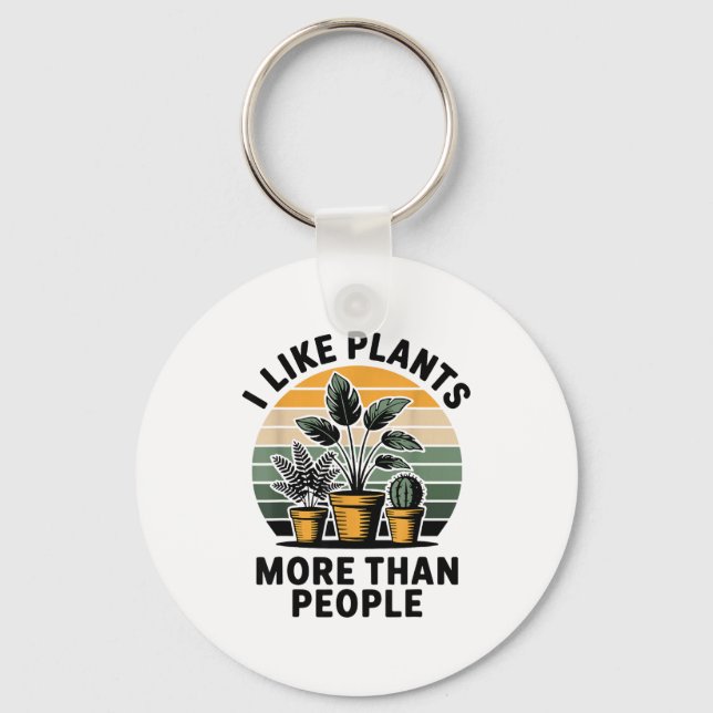 Funny I Like Plants More Than People Design  Keychain (Front)