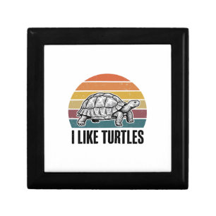 Funny I Like Turtles Vintage Engraving T-Shirt Des Gift Box