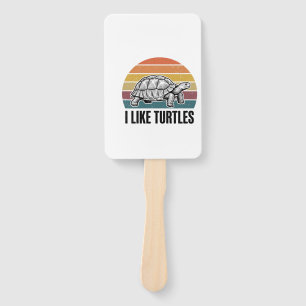 Funny I Like Turtles Vintage Engraving T-Shirt Des Hand Fan