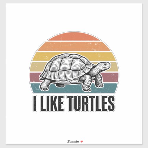 Funny I Like Turtles Vintage Engraving T-Shirt Des Sticker