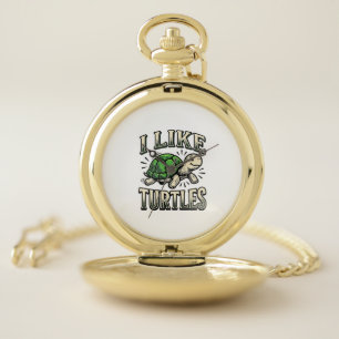 Funny I Like Turtles Vintage Turtle Shirt Design_1 Pocket Watch