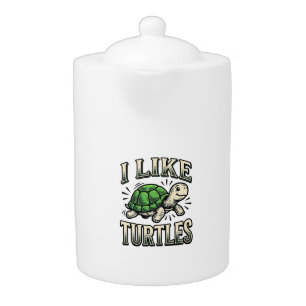Funny I Like Turtles Vintage Turtle Shirt Design_1 Teapot