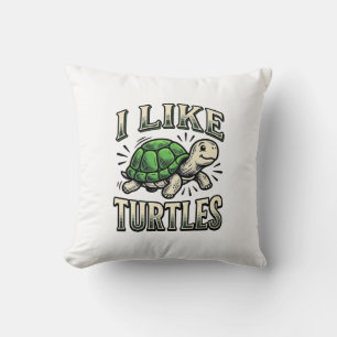 Funny I Like Turtles Vintage Turtle Shirt Design_1 Throw Pillow