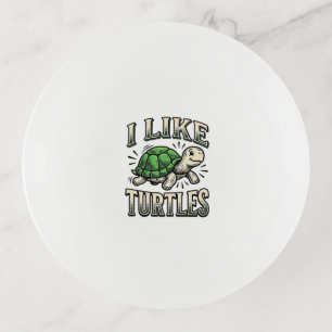 Funny I Like Turtles Vintage Turtle Shirt Design_1 Trinket Tray