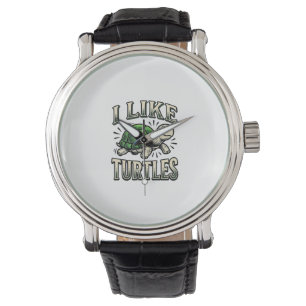 Funny I Like Turtles Vintage Turtle Shirt Design_1 Watch
