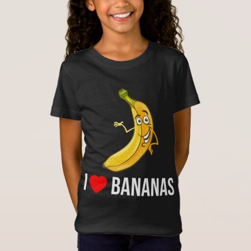Funny I Love Bananas Heart Banana Tropical Fruit V T_Shirt