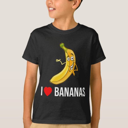 Funny I Love Bananas Heart Banana Tropical Fruit V T_Shirt