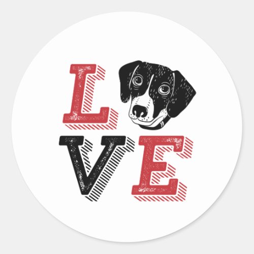 Funny I Love Beagle I Heart My Dog Puppy Lover Classic Round Sticker