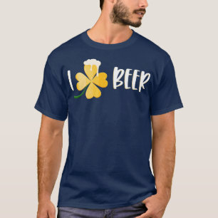 Funny I Love Beer Lucky Shamrock St Patricks Day T-Shirt