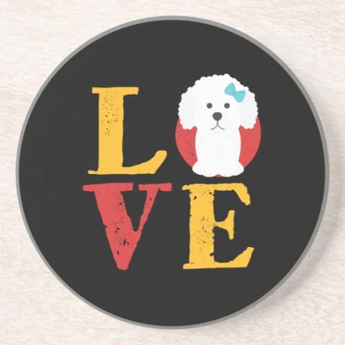 Funny I Love Bichon Frise I Heart Dog Puppy Lover Coaster