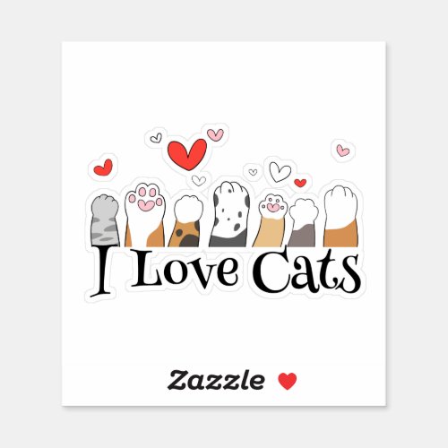 Funny I Love Cats Sticker