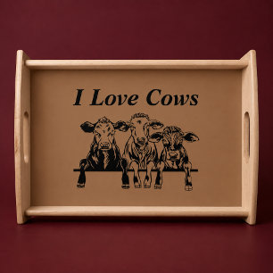 Funny I Love Cows Serving Tray