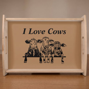 Funny I Love Cows Serving Tray