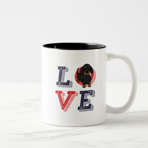 Funny I Love Dachshund I Heart My Dog Puppy Lover Two_Tone Coffee Mug