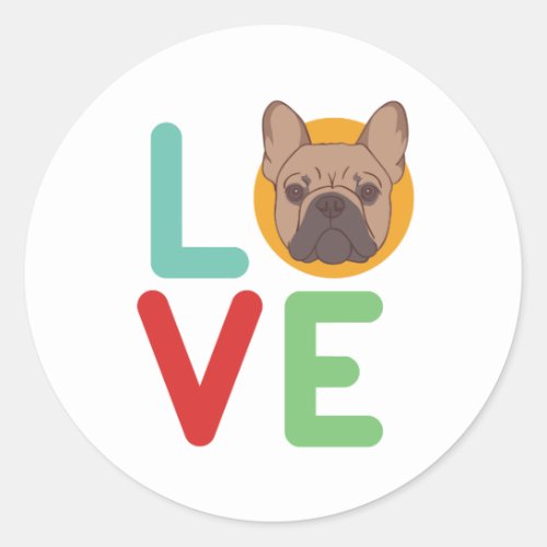 Funny I Love French Bulldog I Heart My Dog Lover Classic Round Sticker