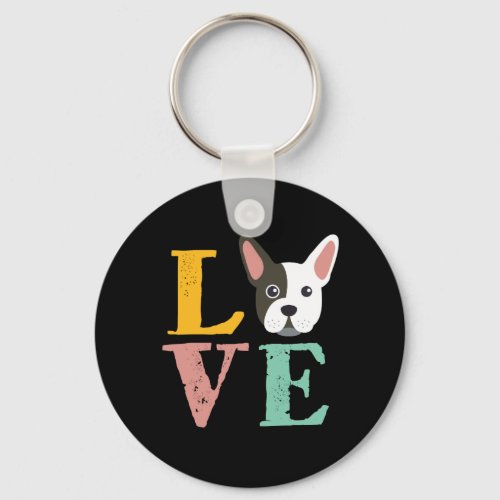 Funny I Love French Bulldog I Heart My Dog Lover Keychain