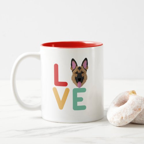 Funny I Love German Shepherd I Heart My Dog Lover Two_Tone Coffee Mug