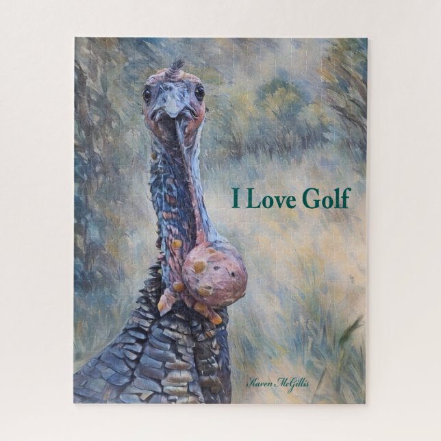 Funny I Love Golf  Wild Turkey Jigsaw Puzzle (Vertical)