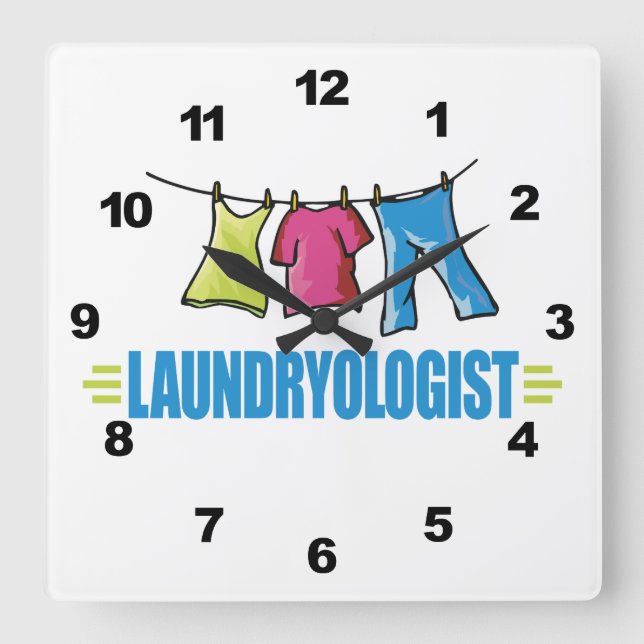 Funny I Love Laundry Square Wall Clock (Front)