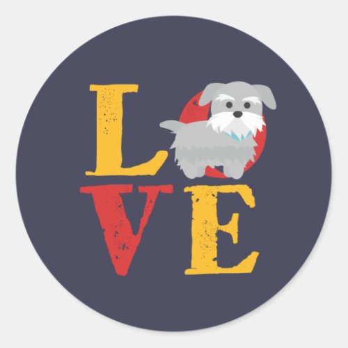 Funny I Love Miniature Schnauzer I Heart Dog Lover Classic Round Sticker