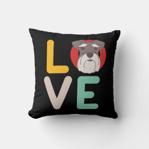 Funny I Love Miniature Schnauzer I Heart Dog Lover Throw Pillow