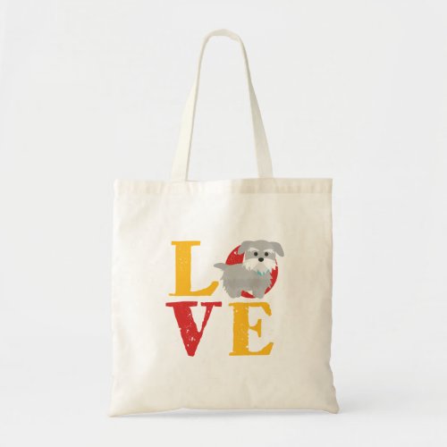 Funny I Love Miniature Schnauzer I Heart Dog Lover Tote Bag