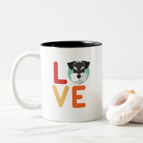 Funny I Love Miniature Schnauzer I Heart Dog Lover Two_Tone Coffee Mug