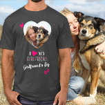 Funny I Love My Girlfriend Dog Lover Heart Photo T-Shirt<br><div class="desc">Who do you really love? Your girlfriend or her dog! Give the perfect gift to your boyfriend this valentines day with this funny dog lover shirt ! A must have for every dog lover, dog mom and dog dad ! A fun twist on I Love My Girlfriend, this shirt quote...</div>